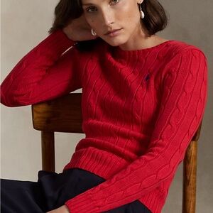 Ralph Lauren Vibrant Red Cable Knit Sweater